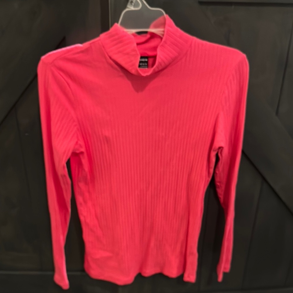 SHEIN Coral Ribbed Turtleneck Sweater